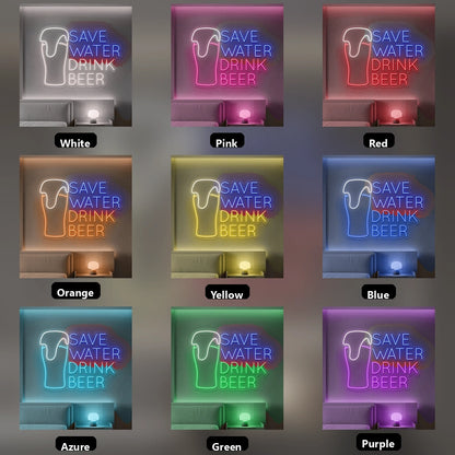 Save Water Drink Beer LED Neon Sign Wall Neon Sign - 05 Color Grid