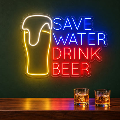 Save Water Drink Beer LED Neon Sign - advertising view