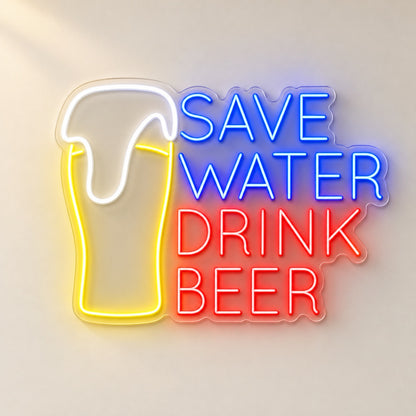 Save Water Drink Beer LED Neon Sign - natural light view