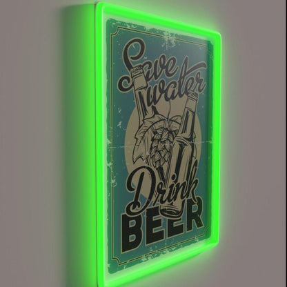 Save Water Drink Beer Post Rgb Led Neon Sign - Shineneon