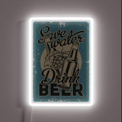 Save Water Drink Beer Post Rgb Led Neon Sign - Shineneon
