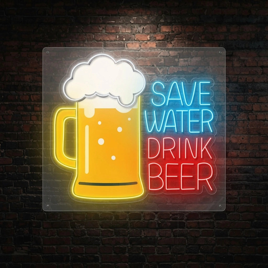 Save Water Drink Beer Room Decor LED Neon Sign - 01 Original Product Image