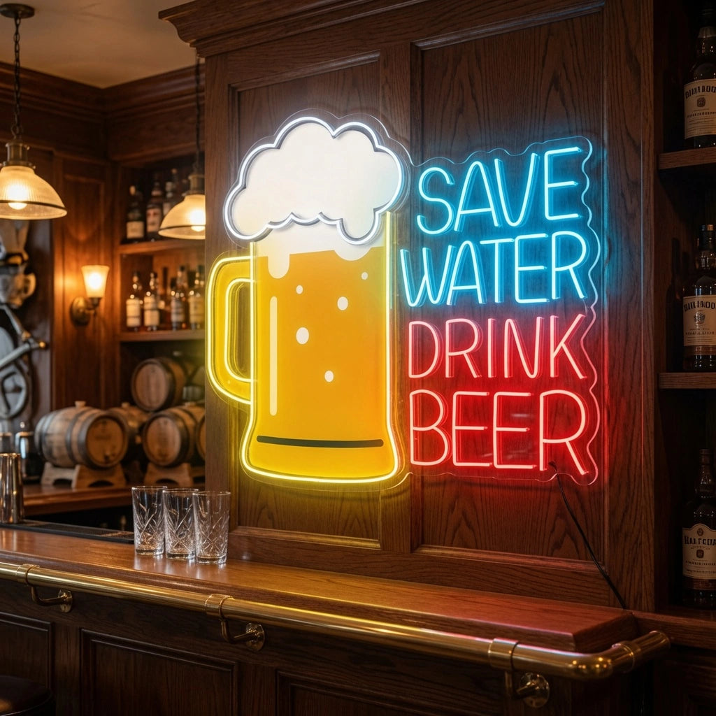 Save Water Drink Beer Room Decor LED Neon Sign - 02 High-Converting Product Image