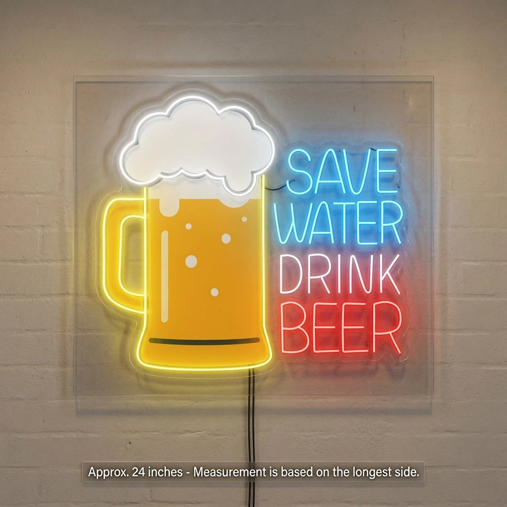 Save Water Drink Beer Room Decor LED Neon Sign - 04 Size Image