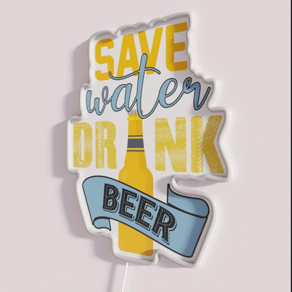 Save Water Drink Beer Type H Rgb Led Neon Sign - Shineneon