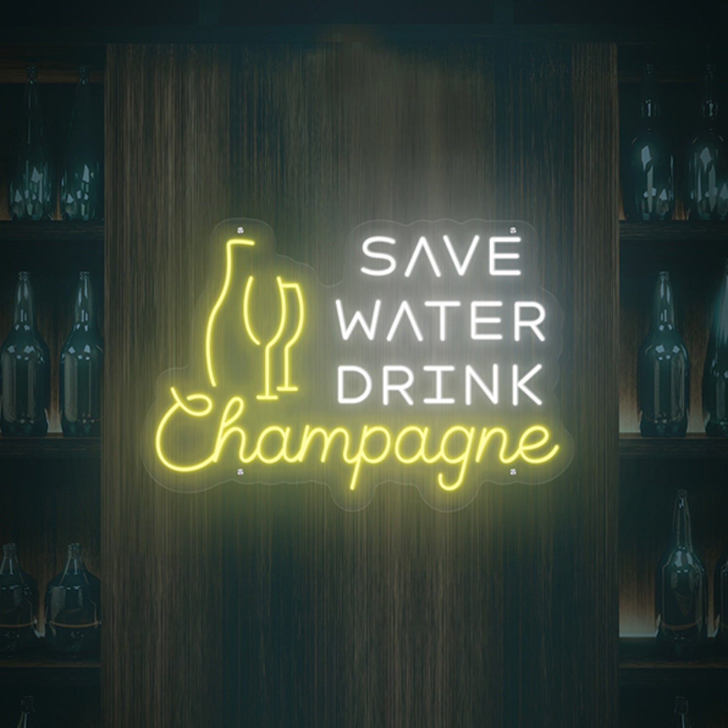 Save Water Drink Champagne Neon Sign Wall Art Decor | Shineneon