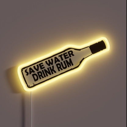 Save Water Drink Rum Rgb Led Neon Sign - Shineneon