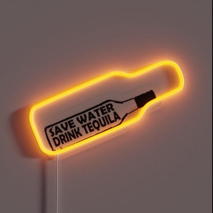Save Water Drink Tequila Bottle Rgb Led Neon Sign - Shineneon