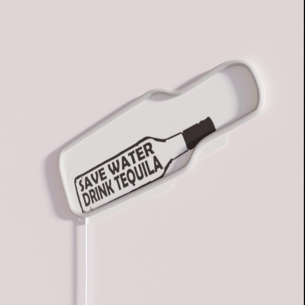 Save Water Drink Tequila Bottle Rgb Led Neon Sign - Shineneon