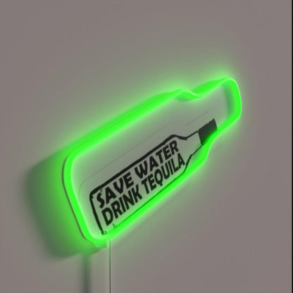 Save Water Drink Tequila Bottle Rgb Led Neon Sign - Shineneon