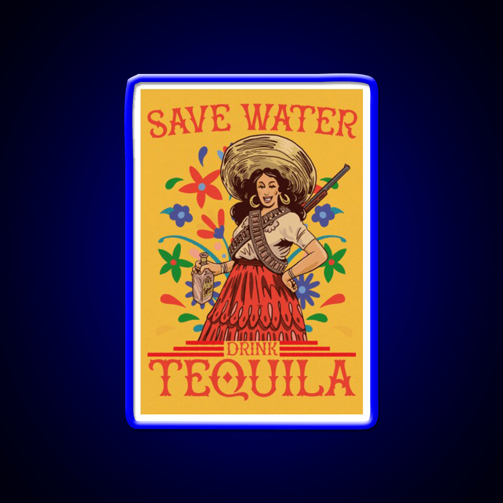 Save Water Drink Tequila Funny Woman Art Party Drink Tequila Led Neon Sign Rgb Color - Shineneon