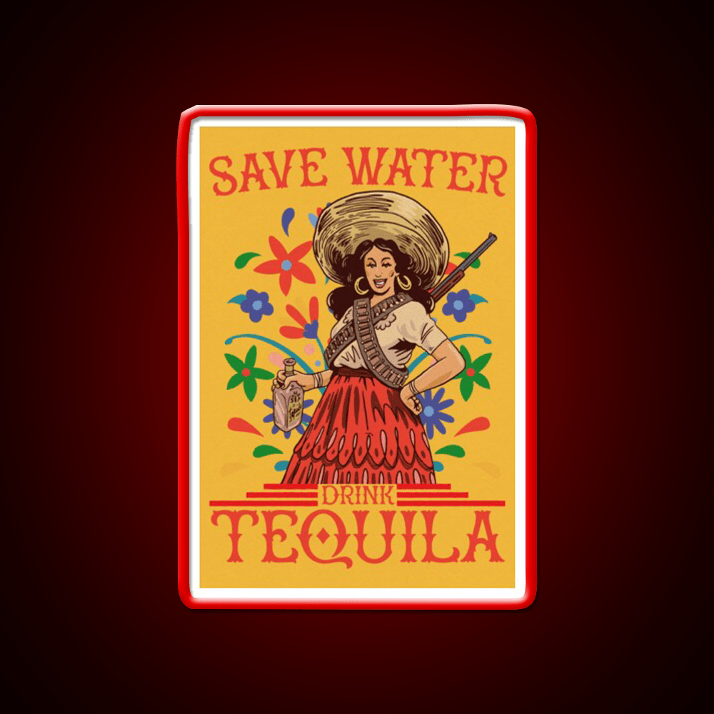 Save Water Drink Tequila Funny Woman Art Party Drink Tequila Led Neon Sign Rgb Color - Shineneon