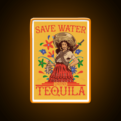 Save Water Drink Tequila Funny Woman Art Party Drink Tequila Led Neon Sign Rgb Color - Shineneon