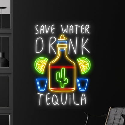 Save Water Drink Tequila Led Neon Sign | Shineneon