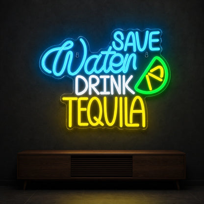 Save Water Drink Tequila LED Neon Sign Garage Man Cave Neon Sign high-converting product image