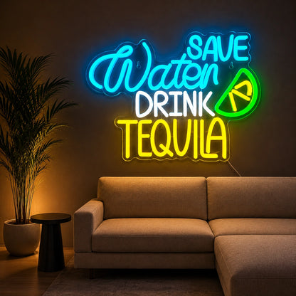 Save Water Drink Tequila Lime LED Neon Sign high-converting product image