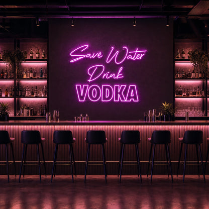 Save Water Drink Vodka LED Neon Sign Garage Man Cave Neon Sign size image