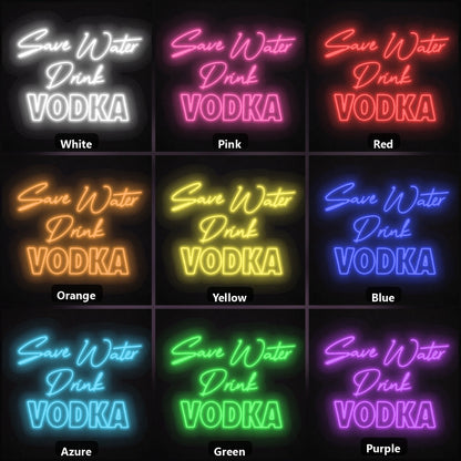 Save Water Drink Vodka LED Neon Sign Garage Man Cave Neon Sign color grid
