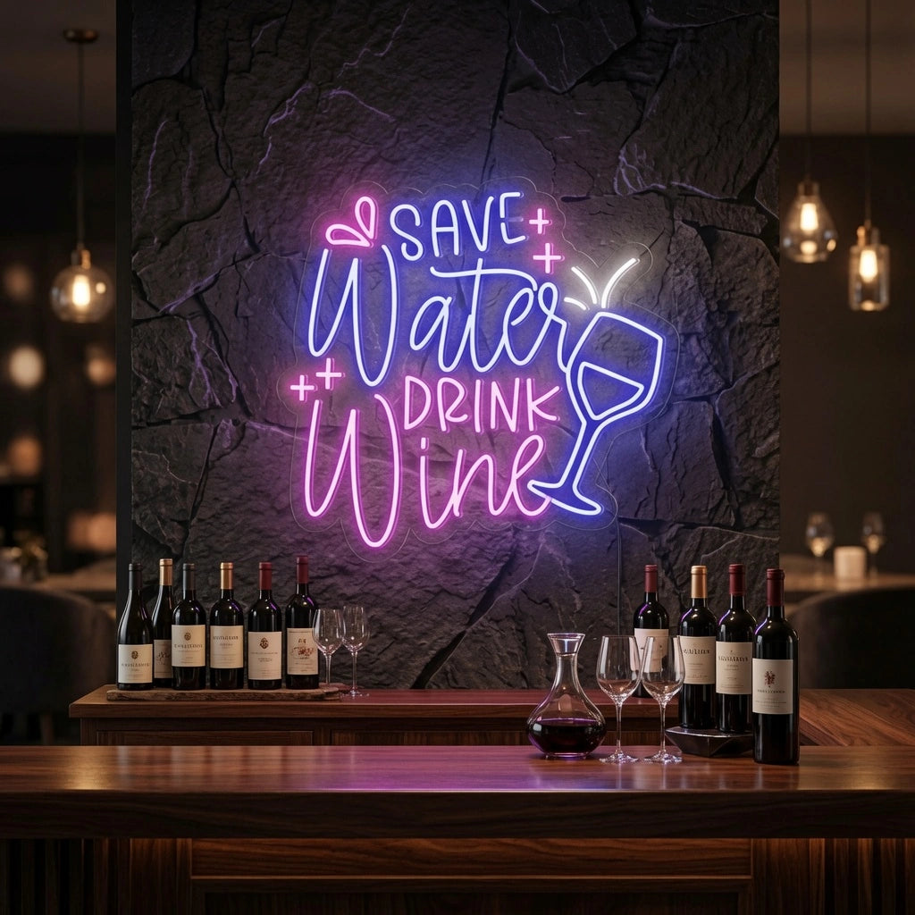 Save Water Drink Wine LED Neon Sign - 02 High-Converting Product Image