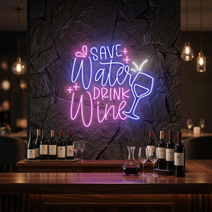 Save Water Drink Wine LED Neon Sign - Shineneon
