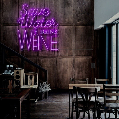Save Water Drink Wine Led Neon Sign For Fun And Social Spaces | Shineneon