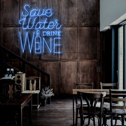 Save Water Drink Wine Led Neon Sign For Fun And Social Spaces - Shineneon