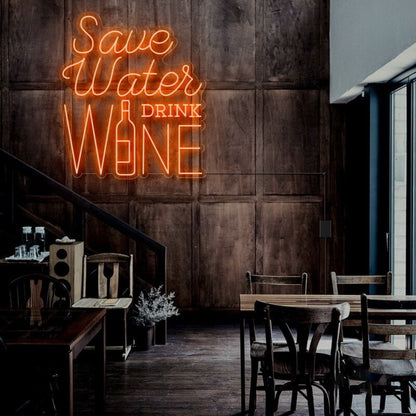 Save Water Drink Wine Led Neon Sign For Fun And Social Spaces | Shineneon