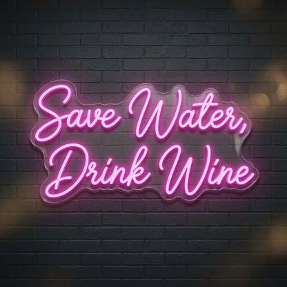 Save Water Drink Wine LED Neon Sign Wall Neon Sign - 01 Original Product Image