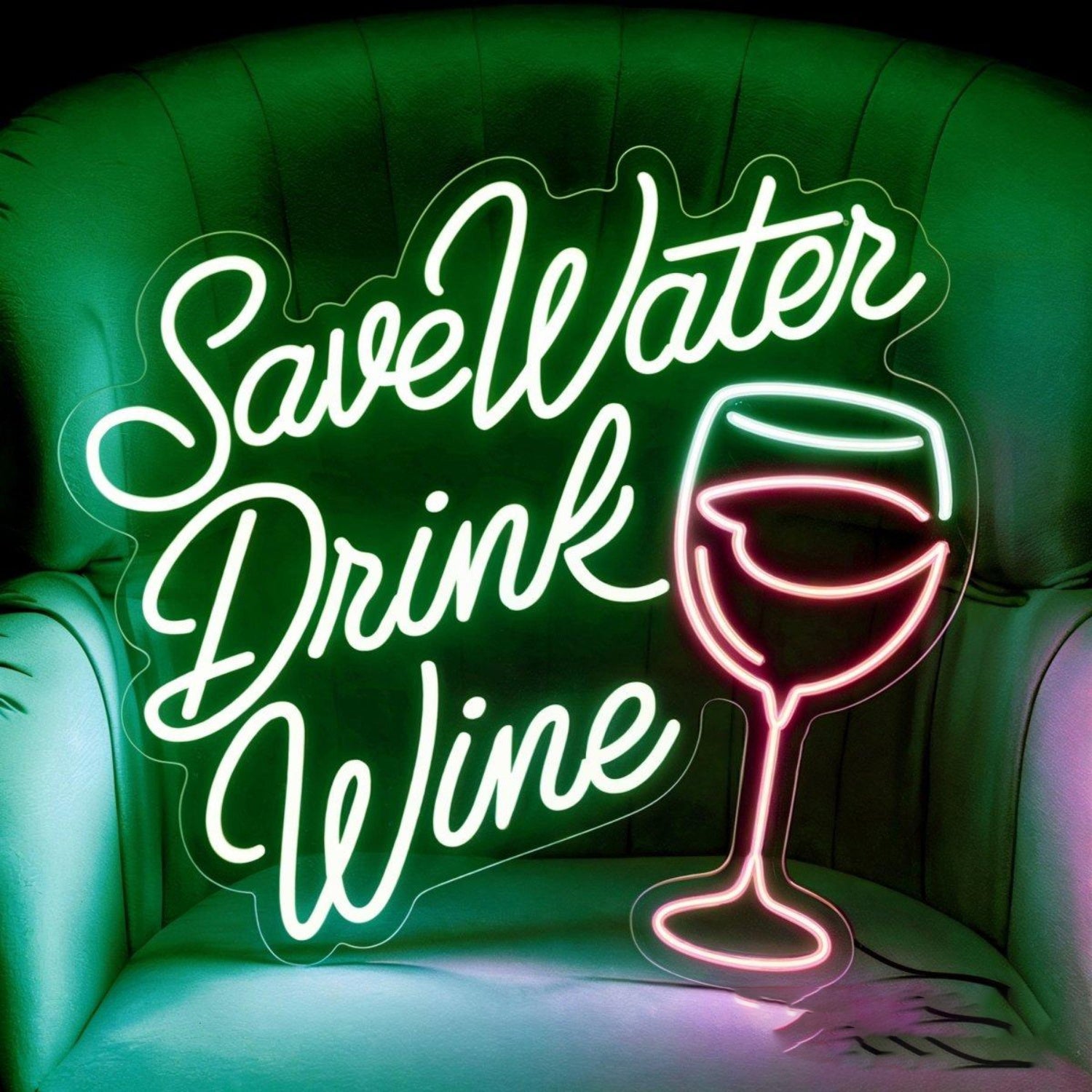 Save Water Drink Wine Neon Sign Wine Lover Gift Led Bar Decor | Shineneon