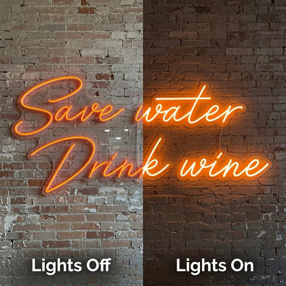 Save Water Drink Wine Wall Decor LED Neon Sign - Shineneon