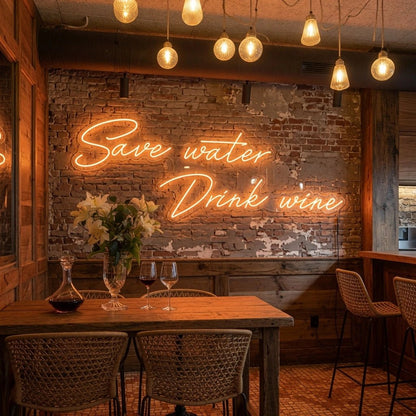 Save Water Drink Wine Wall Decor LED Neon Sign - Shineneon