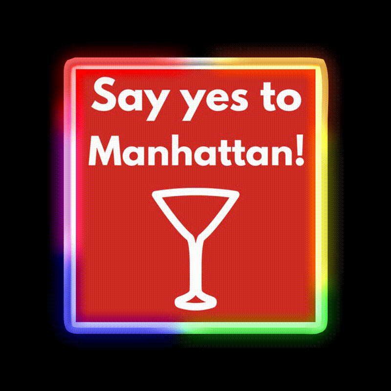 Say Yes To Manhattan Cocktail Bar Decor Led Neon Sign Rgb Color - LED neon sign close-up detail