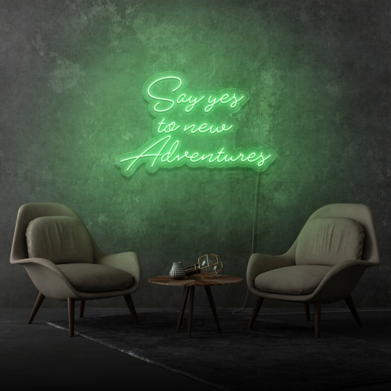 Say Yes To New Adventures Cursive Sign Lettering | Shineneon