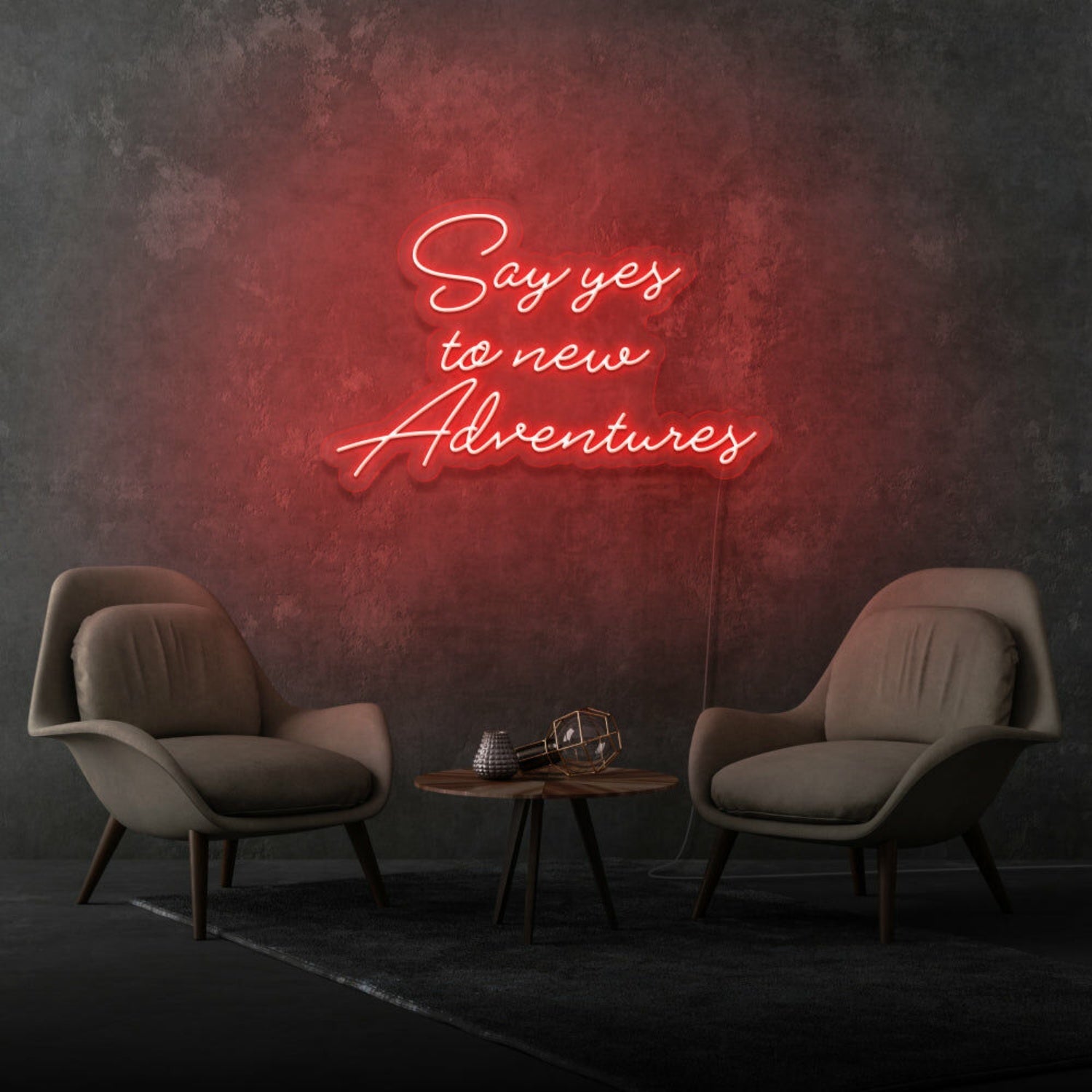 Say Yes To New Adventures Cursive Sign Lettering | Shineneon