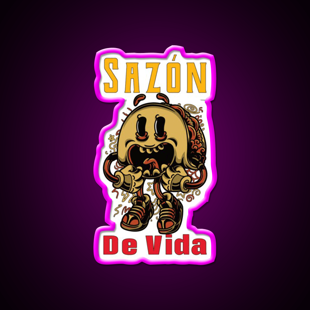 Saz贸n De Vida Taco Led Neon Sign Mexican Food Sign Rgb Color - Shineneon