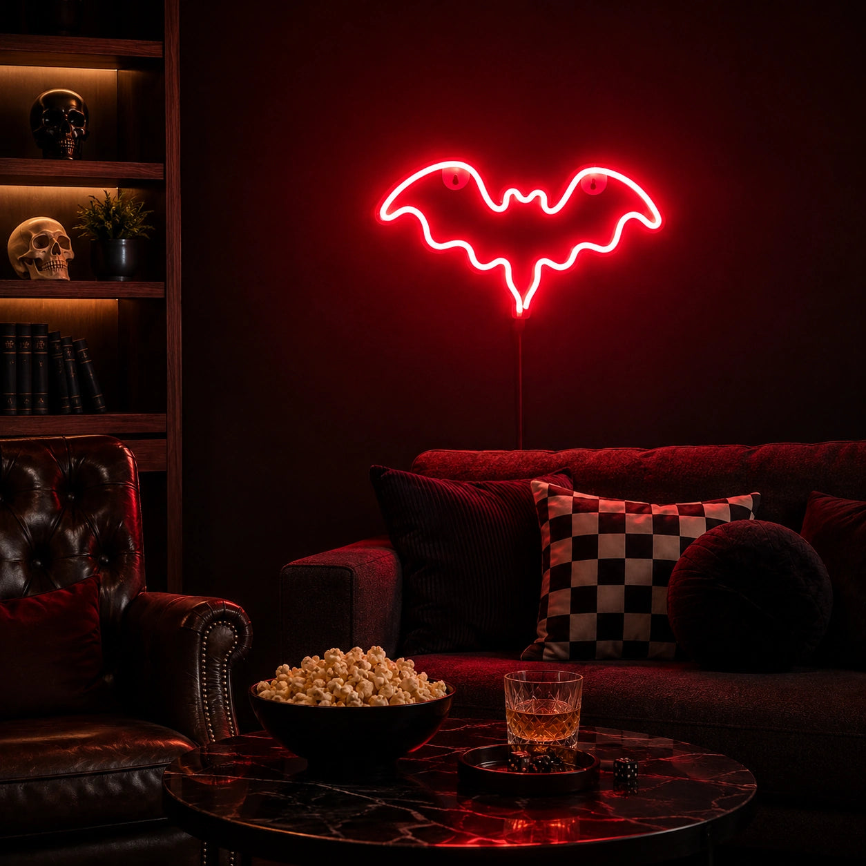 Scalloped Bat Wings Outline LED Neon Sign real lifestyle scene