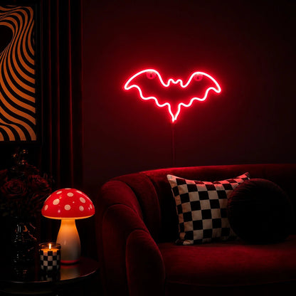 Scalloped Bat Wings Outline LED Neon Sign - Shineneon