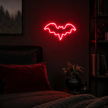 Scalloped Bat Wings Outline LED Neon Sign - Shineneon