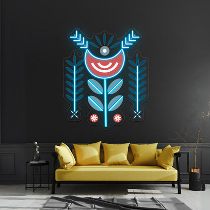 Scandinavian Folk Pattern Art Wall Artwork Neon Signs