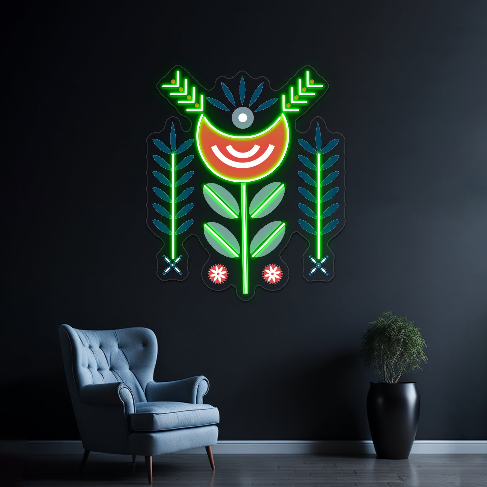 Scandinavian Folk Pattern Art Wall Artwork Neon Signs | Shineneon