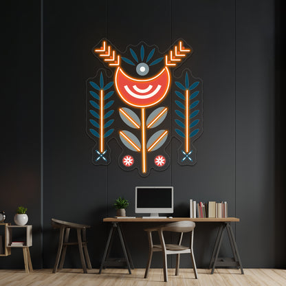 Scandinavian Folk Pattern Art Wall Artwork Neon Signs