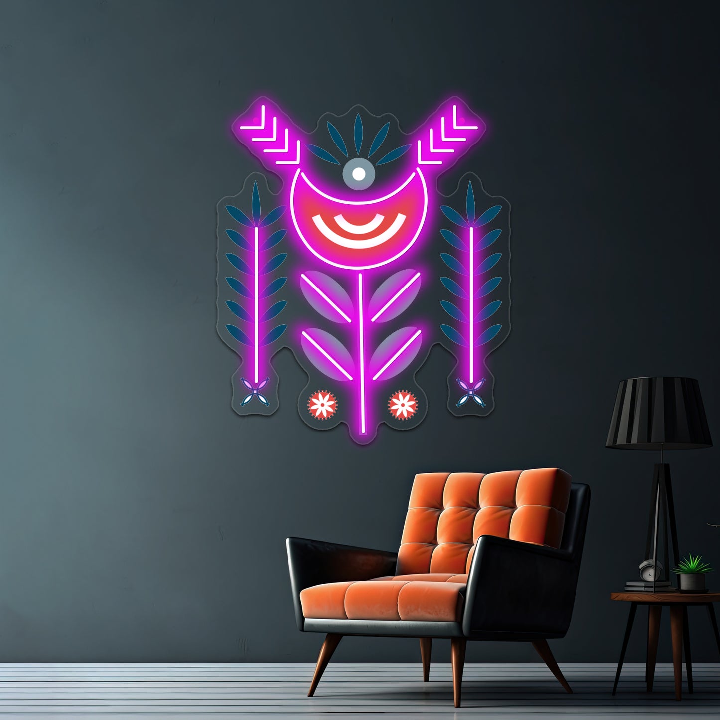 Scandinavian Folk Pattern Art Wall Artwork Neon Signs