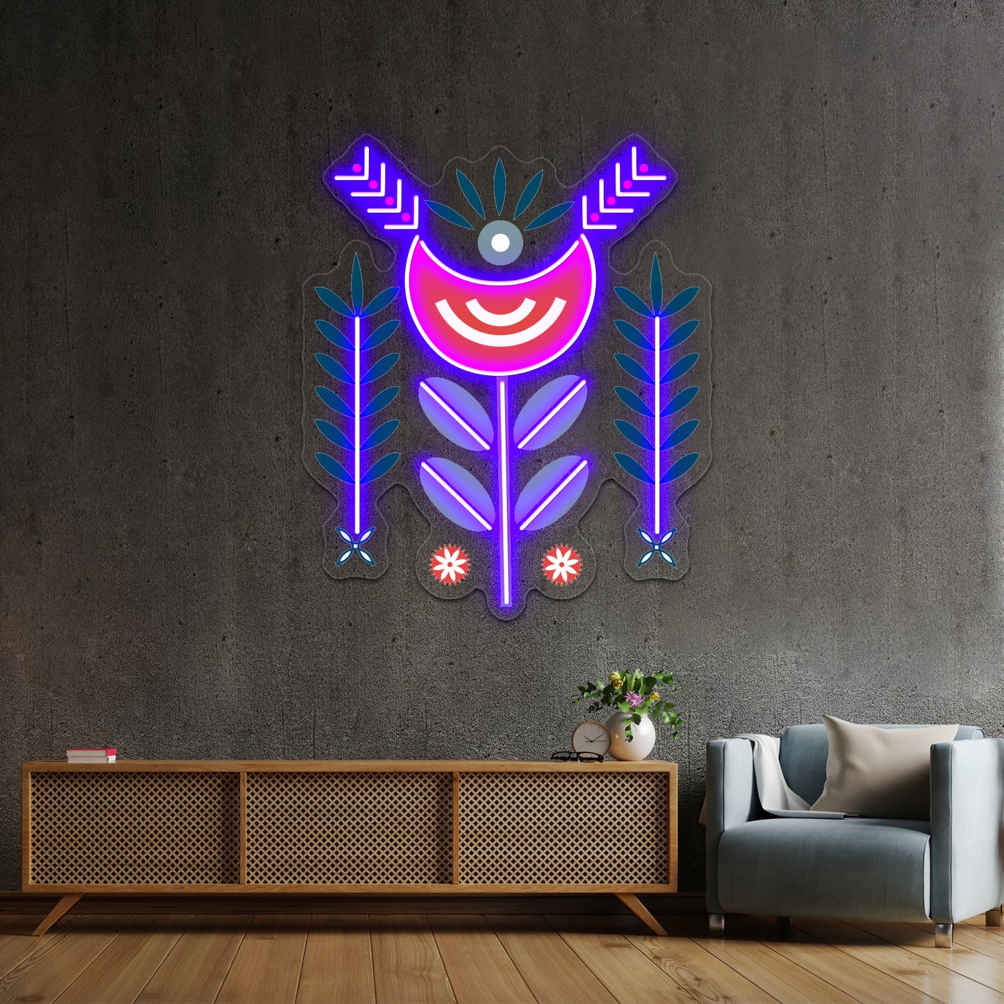 Scandinavian Folk Pattern Art Wall Artwork Neon Signs