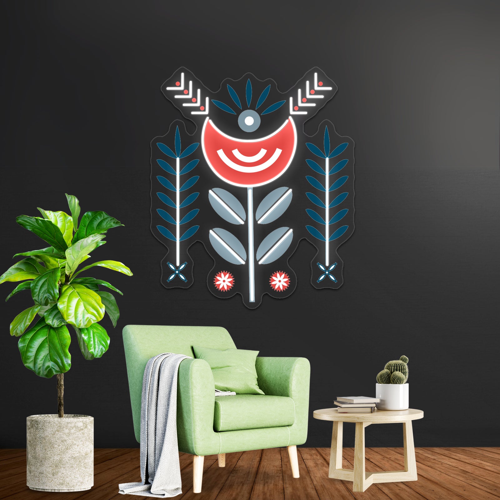 Scandinavian Folk Pattern Art Wall Artwork Neon Signs | Shineneon