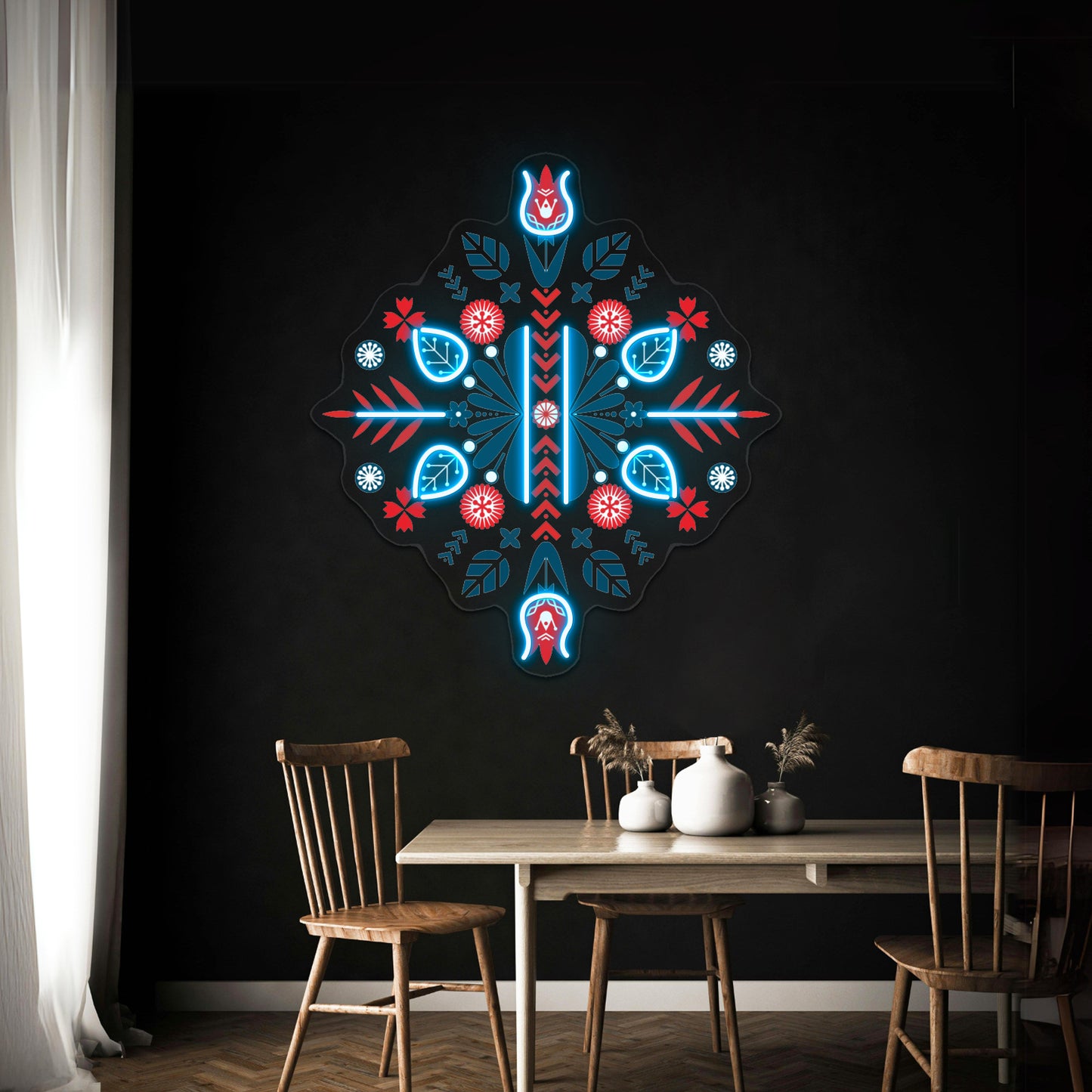 Scandinavian Folk Patterns Wall Artwork Neon Signs