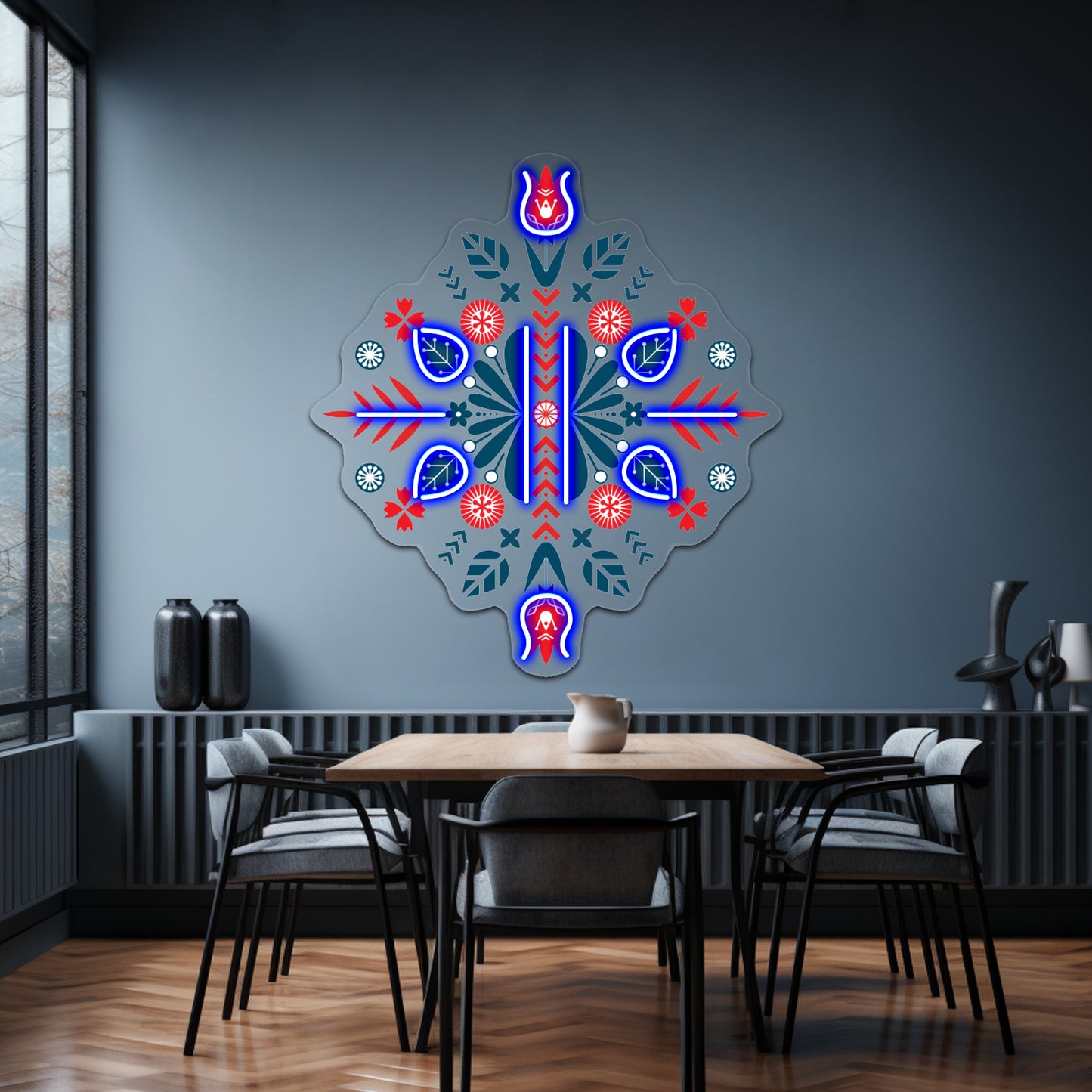 Scandinavian Folk Patterns Wall Artwork Neon Signs