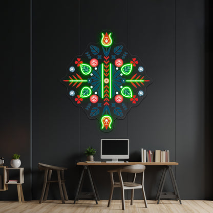 Scandinavian Folk Patterns Wall Artwork Neon Signs