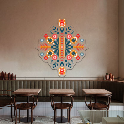 Scandinavian Folk Patterns Wall Artwork Neon Signs