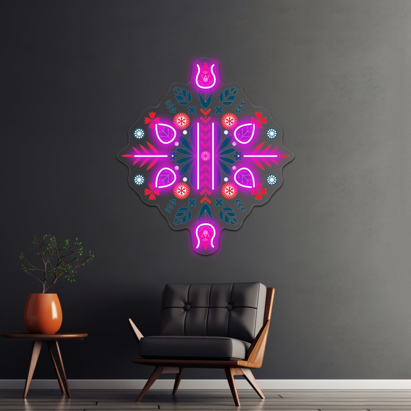 Scandinavian Folk Patterns Wall Artwork Neon Signs