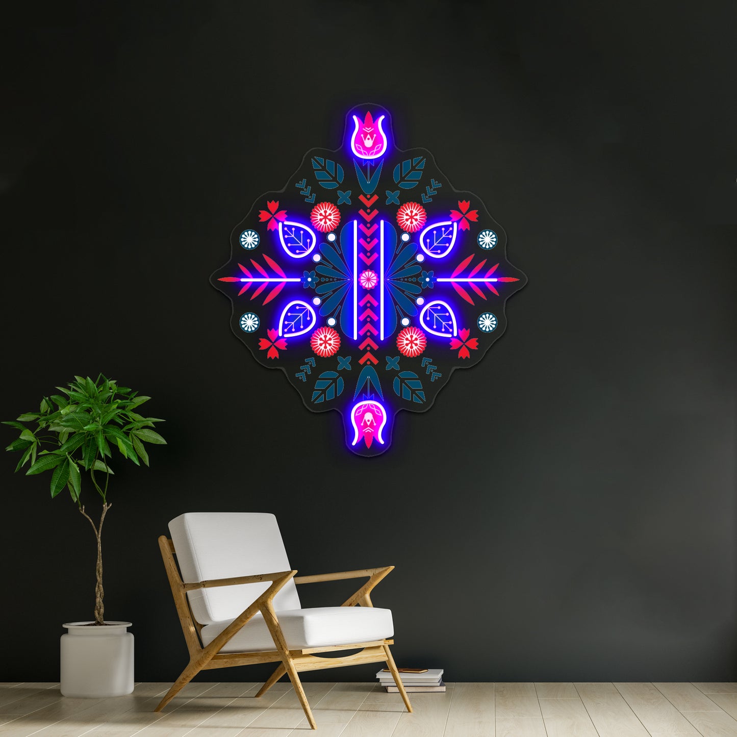 Scandinavian Folk Patterns Wall Artwork Neon Signs